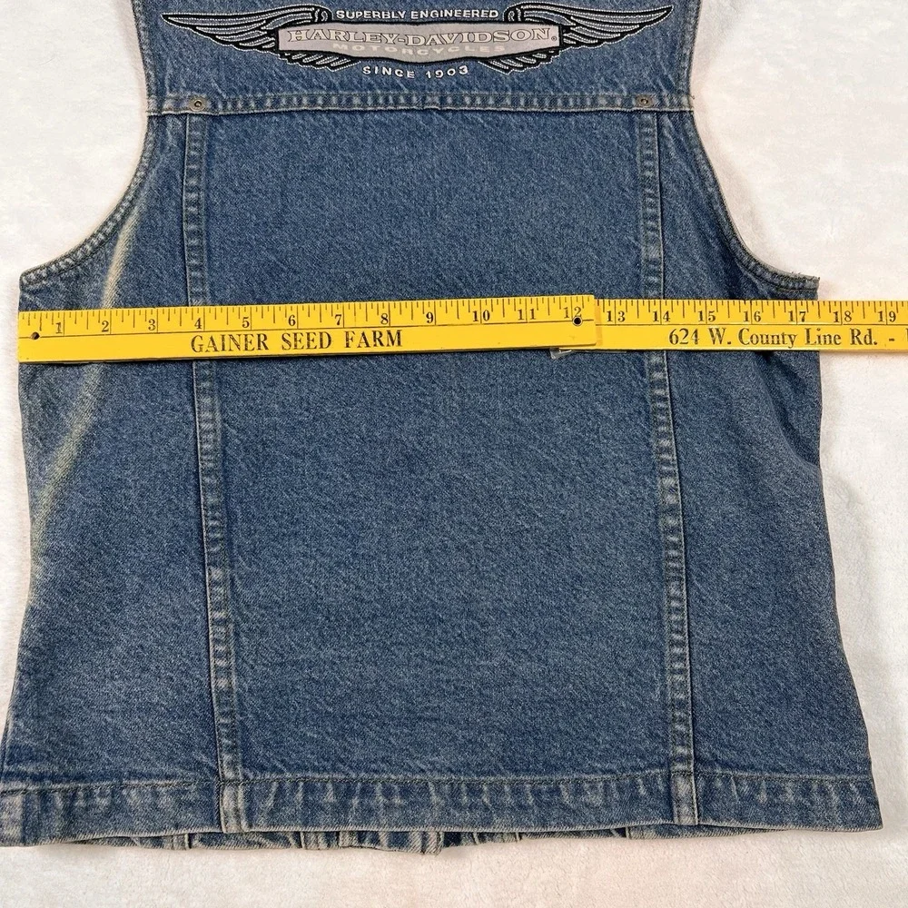 Harley‎ Davidson Womens Blue Denim Vest X-Small New Snap Closure